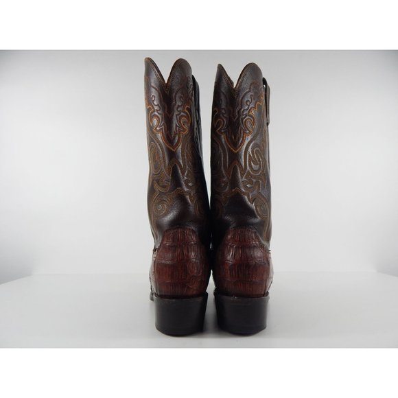 Lucchese Caiman Hornback Alligator Skin Boots Made in USA Brown Men\'s 8 ½ D67